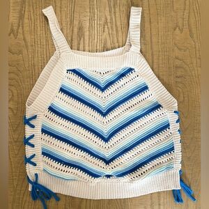BCBGeneration Beige and Blue Knit Top